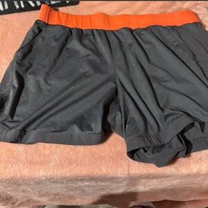 Tek Gear Black Shorts with Bold Orange Waistband